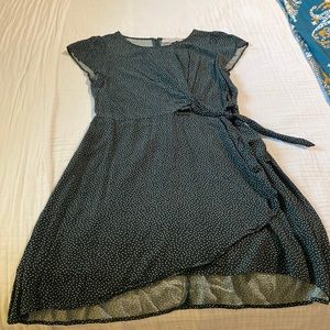 Loft green polkadot with side tie dress